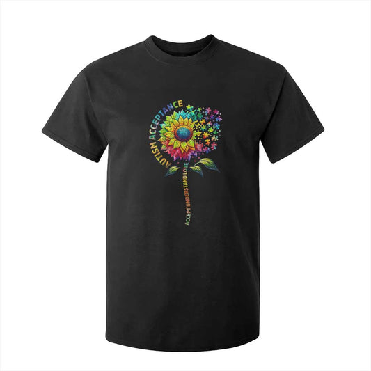 Autism Acceptance T Shirt For Kid Accept Understand Love Sunflower Puzzle