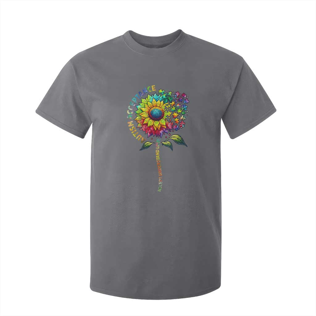 Autism Acceptance T Shirt For Kid Accept Understand Love Sunflower Puzzle
