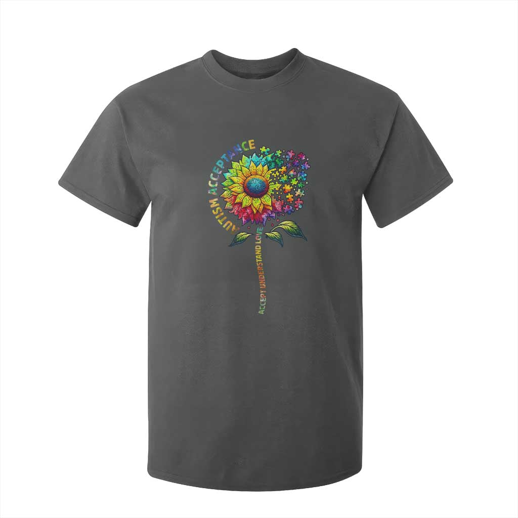 Autism Acceptance T Shirt For Kid Accept Understand Love Sunflower Puzzle