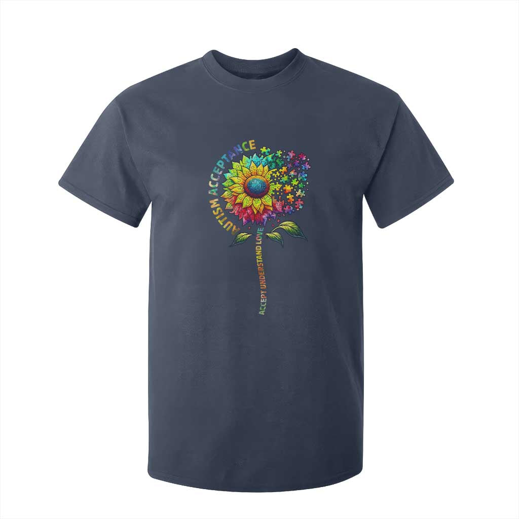 Autism Acceptance T Shirt For Kid Accept Understand Love Sunflower Puzzle