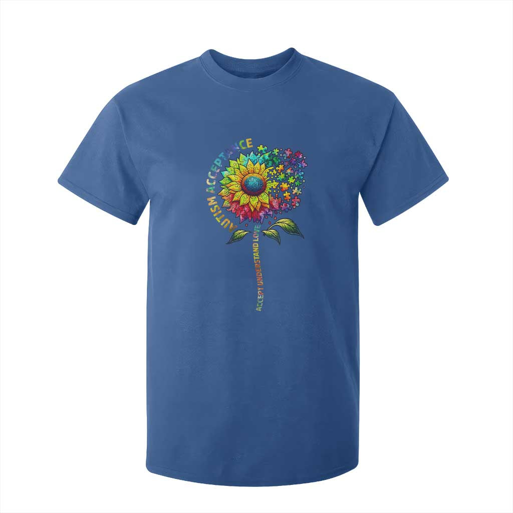 Autism Acceptance T Shirt For Kid Accept Understand Love Sunflower Puzzle