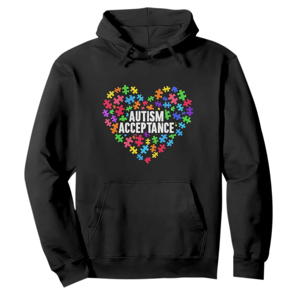 Autism Acceptance Hoodie Love Heart Puzzle Piece Gift