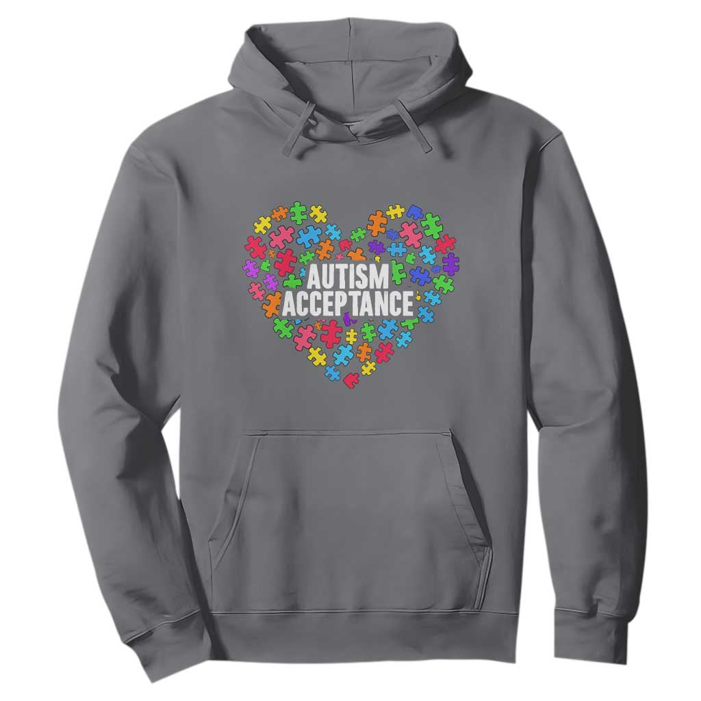 Autism Acceptance Hoodie Love Heart Puzzle Piece Gift