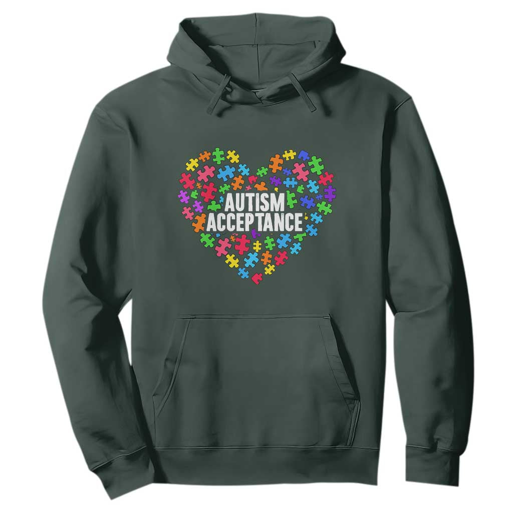 Autism Acceptance Hoodie Love Heart Puzzle Piece Gift