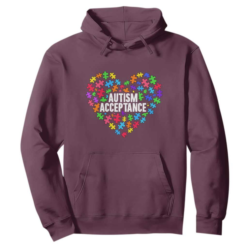 Autism Acceptance Hoodie Love Heart Puzzle Piece Gift