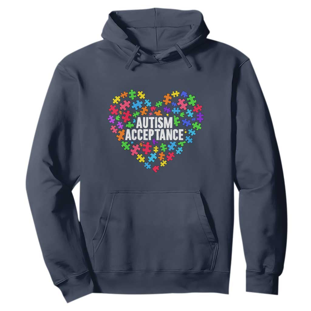 Autism Acceptance Hoodie Love Heart Puzzle Piece Gift
