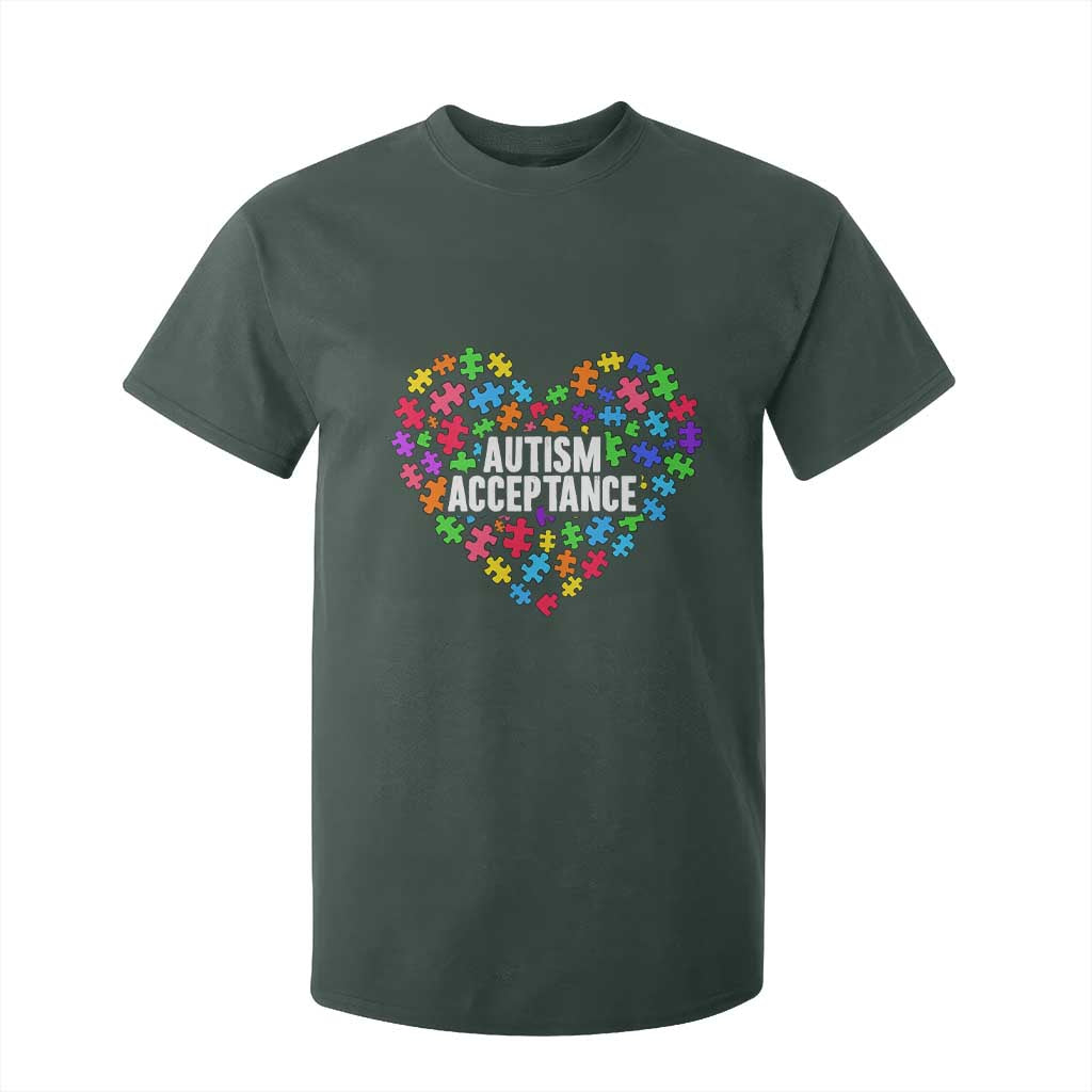 Autism Acceptance T Shirt For Kid Love Heart Puzzle Piece Gift