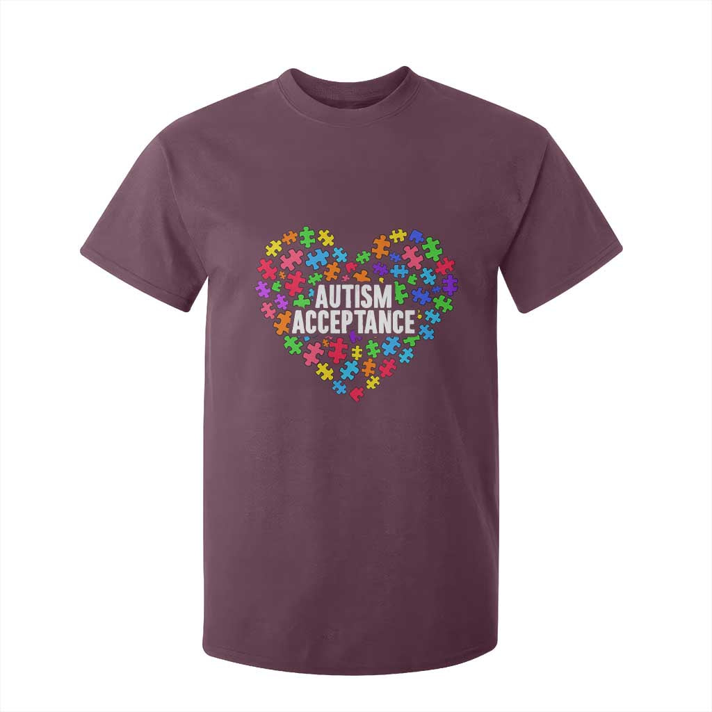 Autism Acceptance T Shirt For Kid Love Heart Puzzle Piece Gift