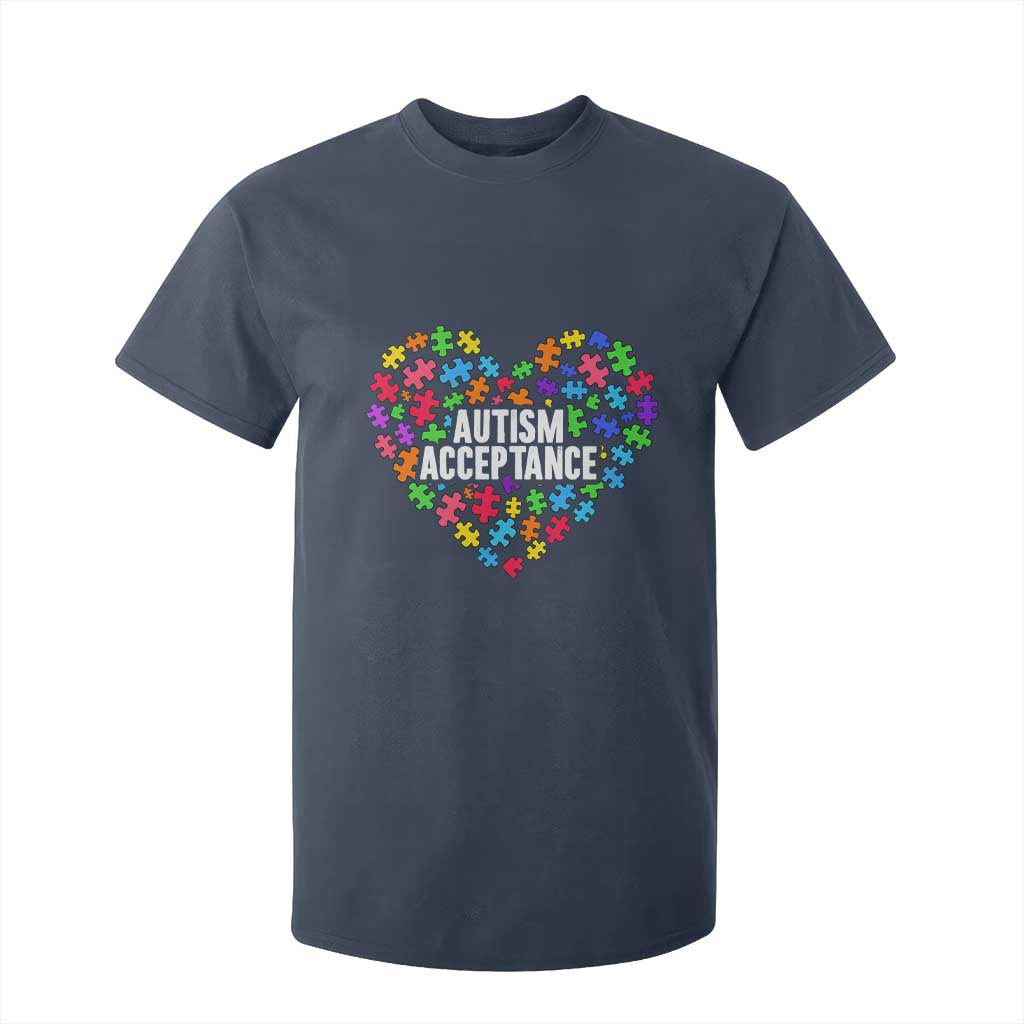 Autism Acceptance T Shirt For Kid Love Heart Puzzle Piece Gift