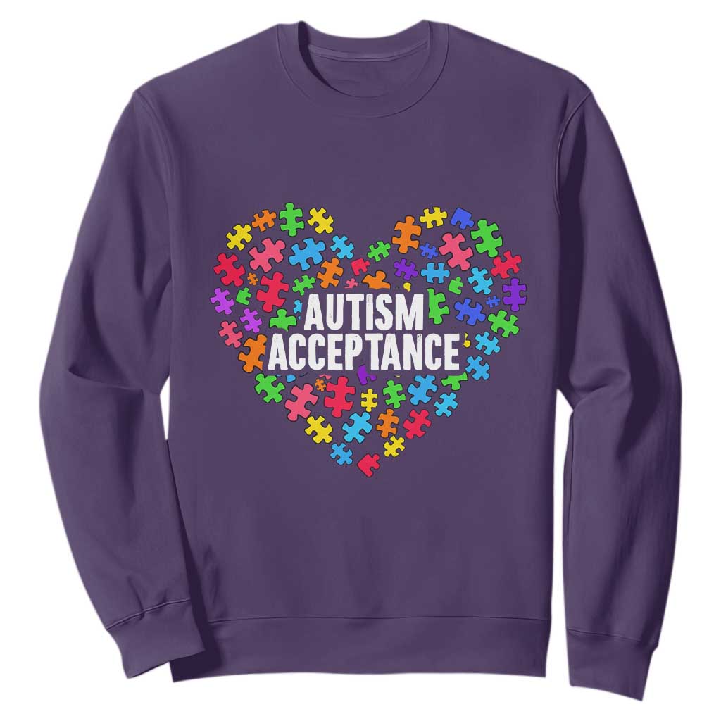 Autism Acceptance Sweatshirt Love Heart Puzzle Piece Gift