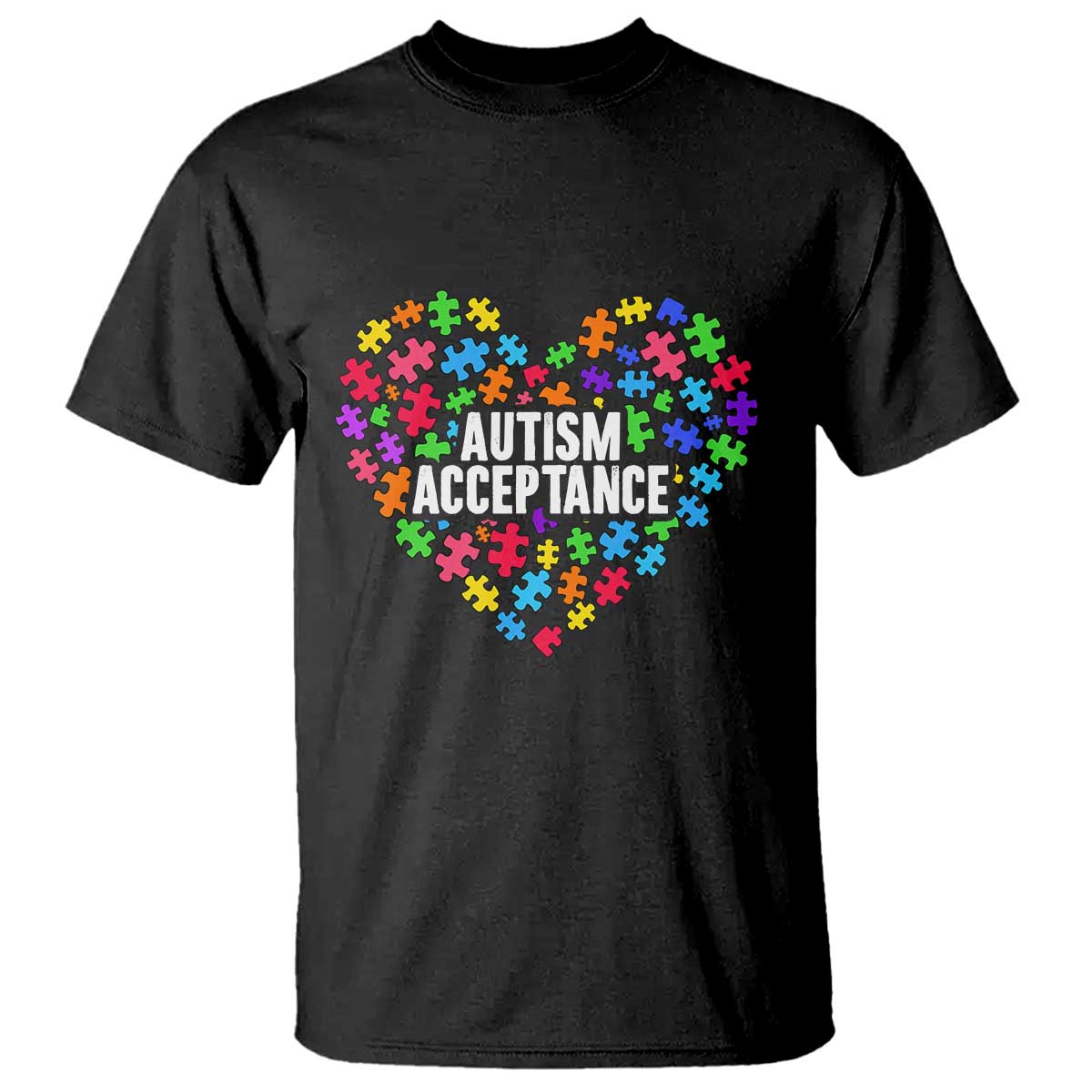 Autism Acceptance T Shirt Love Heart Puzzle Piece Gift