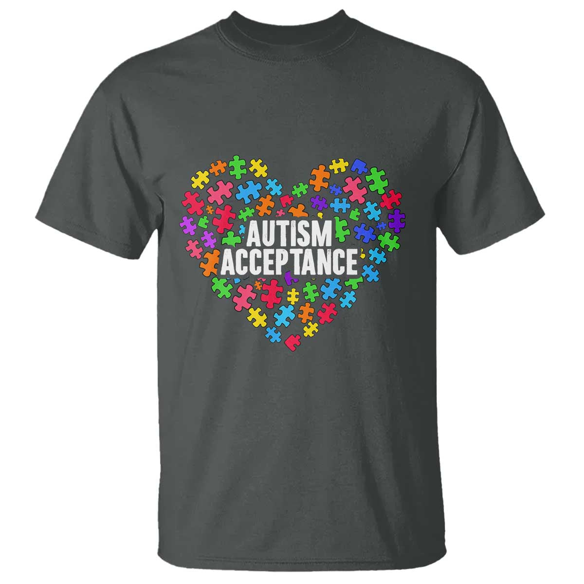 Autism Acceptance T Shirt Love Heart Puzzle Piece Gift