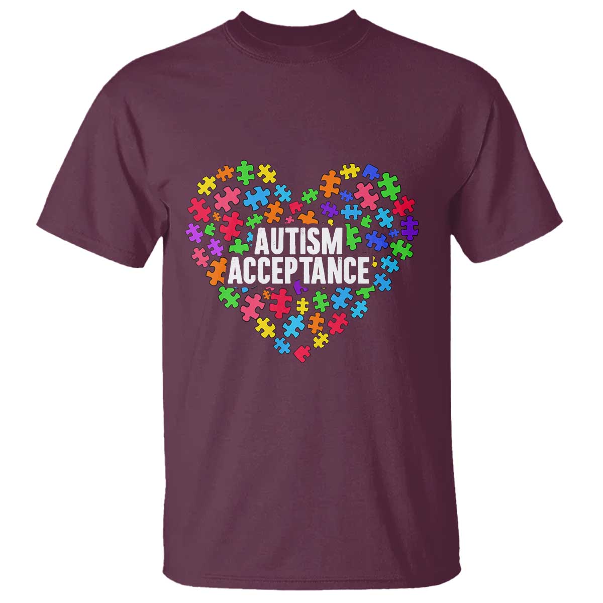 Autism Acceptance T Shirt Love Heart Puzzle Piece Gift