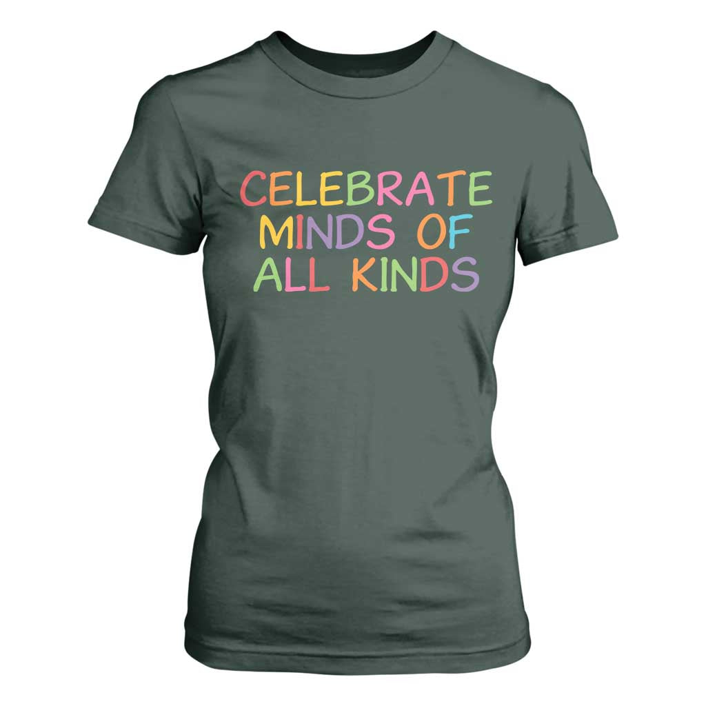 Autism Acceptance T Shirt For Women Celebrate Minds of All Kinds