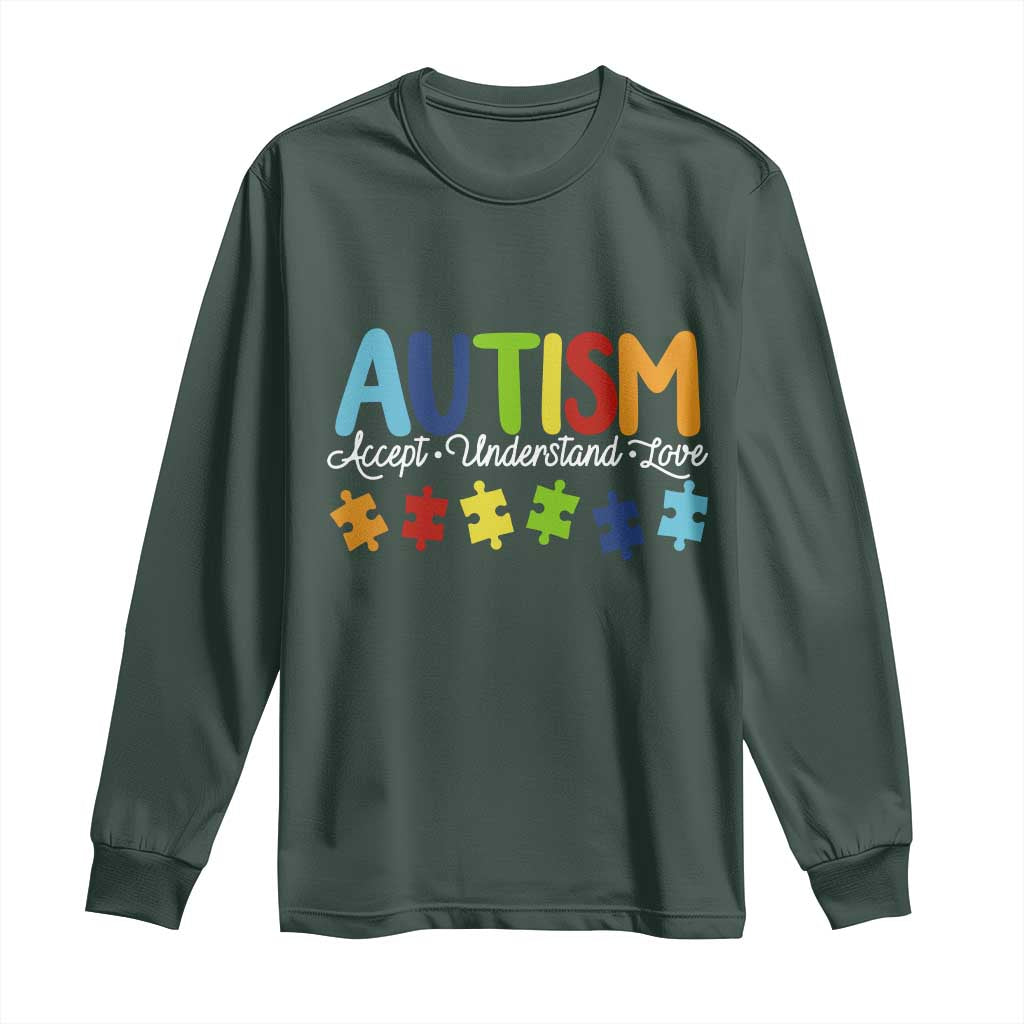Autism Acceptance Long Sleeve Shirt Accept Understand Love Special Education Teacher Gift