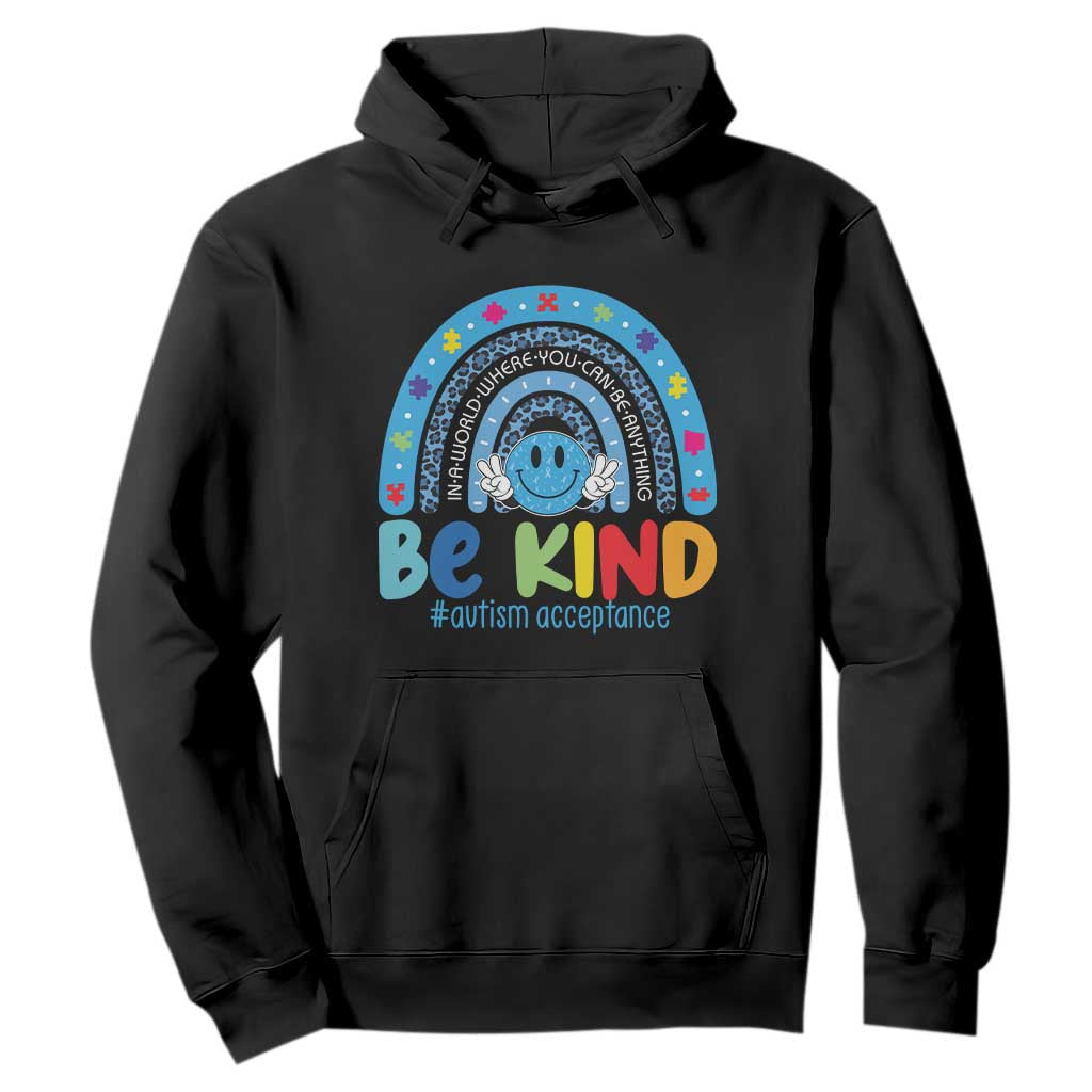 Autism Acceptance Hoodie Rainbow in April We Wear Blue Ribbon Autism
