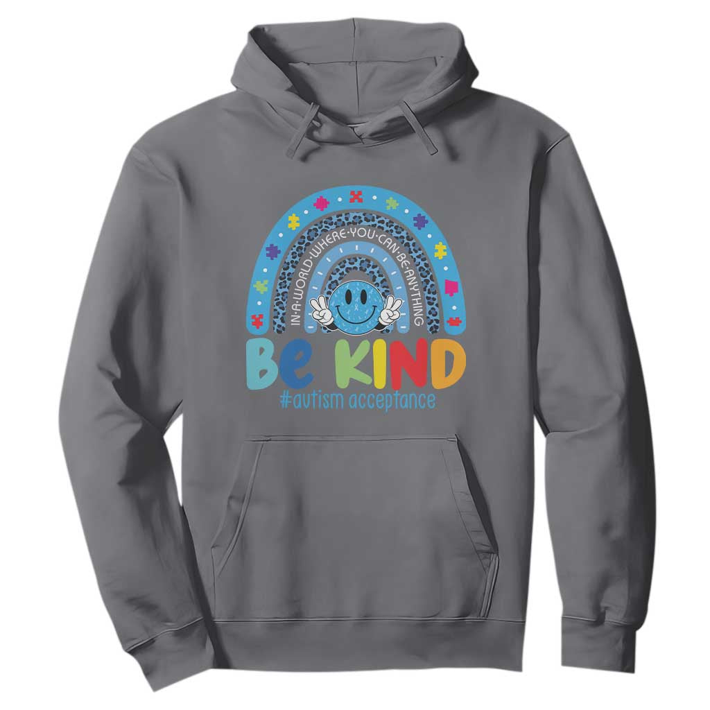 Autism Acceptance Hoodie Rainbow in April We Wear Blue Ribbon Autism