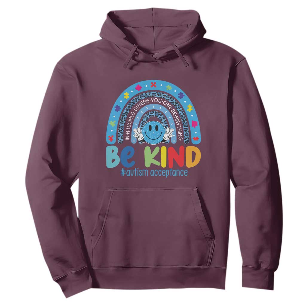Autism Acceptance Hoodie Rainbow in April We Wear Blue Ribbon Autism