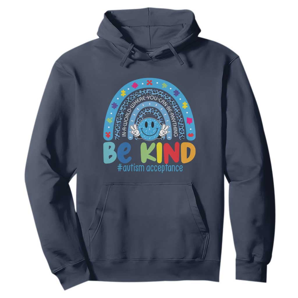 Autism Acceptance Hoodie Rainbow in April We Wear Blue Ribbon Autism