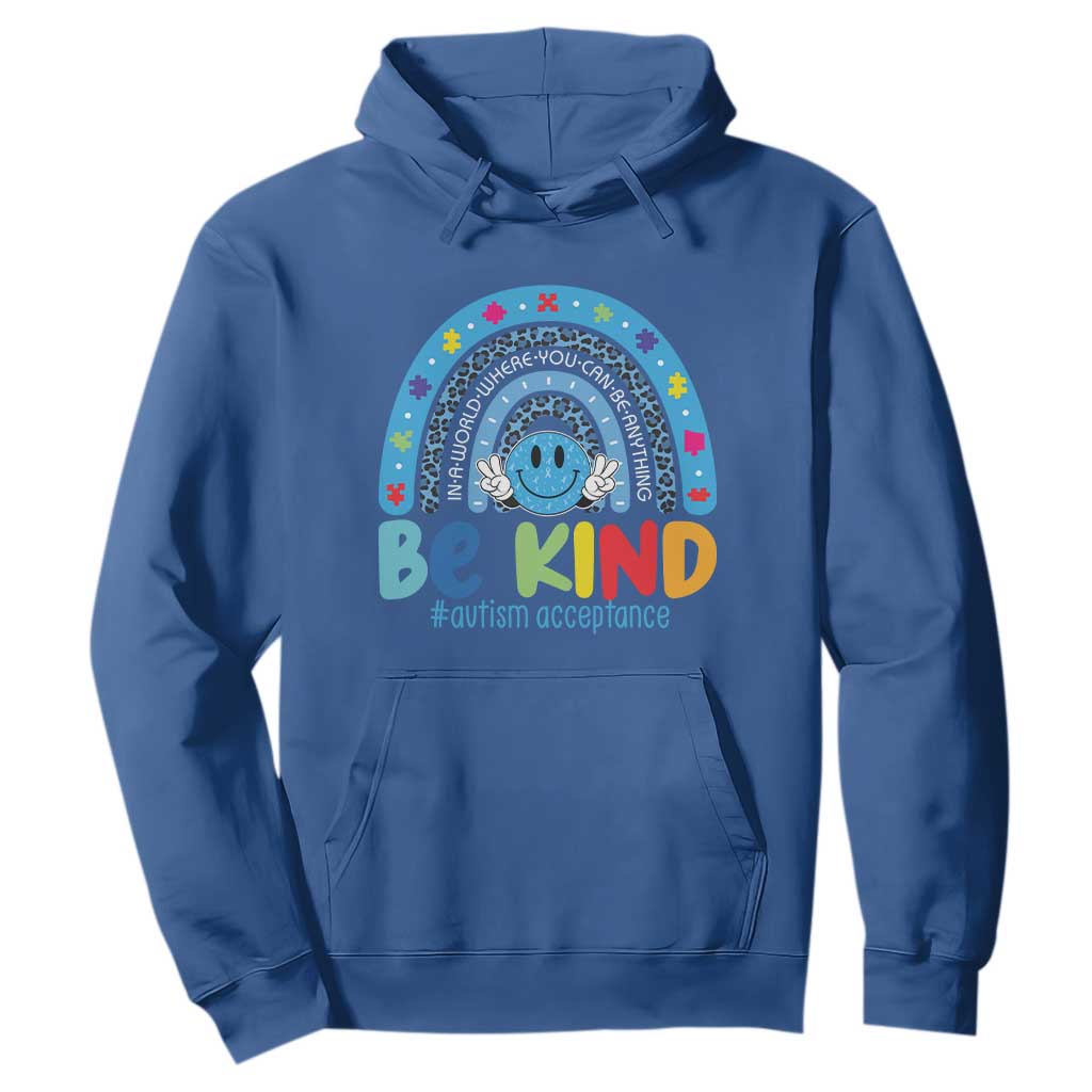 Autism Acceptance Hoodie Rainbow in April We Wear Blue Ribbon Autism