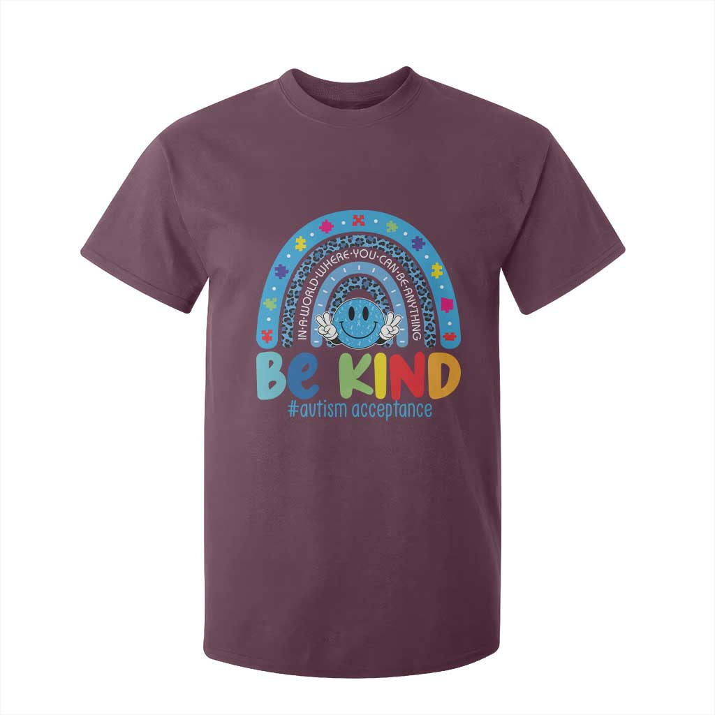 Autism Acceptance T Shirt For Kid Rainbow in April We Wear Blue Ribbon Autism