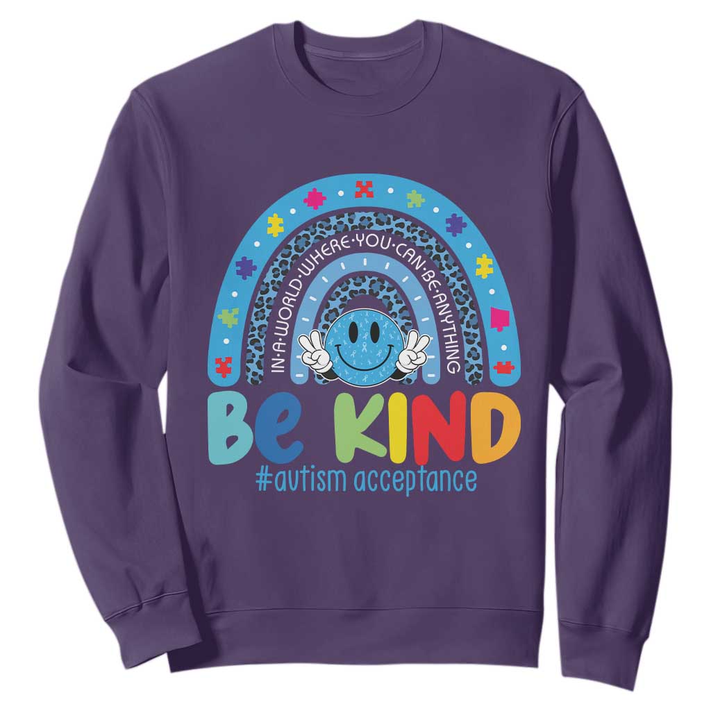 Autism Acceptance Sweatshirt Rainbow in April We Wear Blue Ribbon Autism