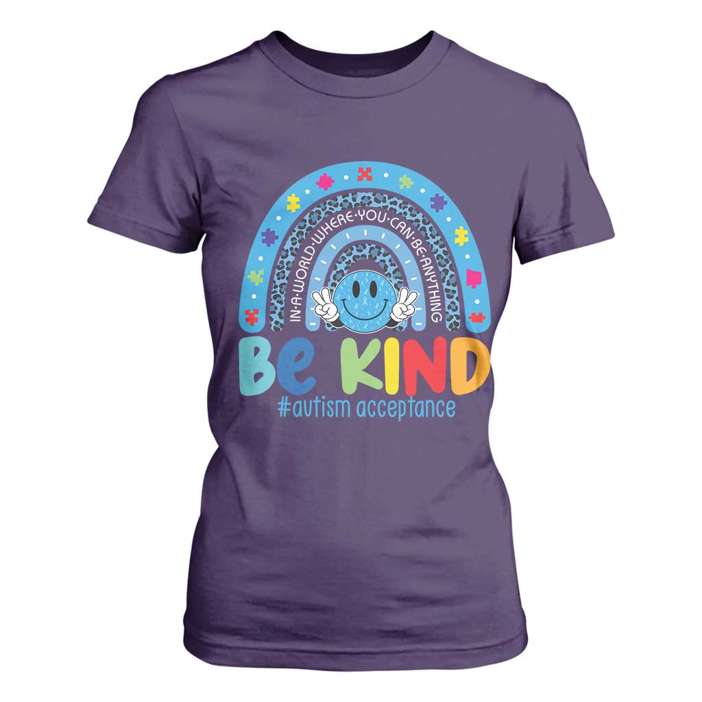 Autism Acceptance T Shirt For Women Rainbow in April We Wear Blue Ribbon Autism