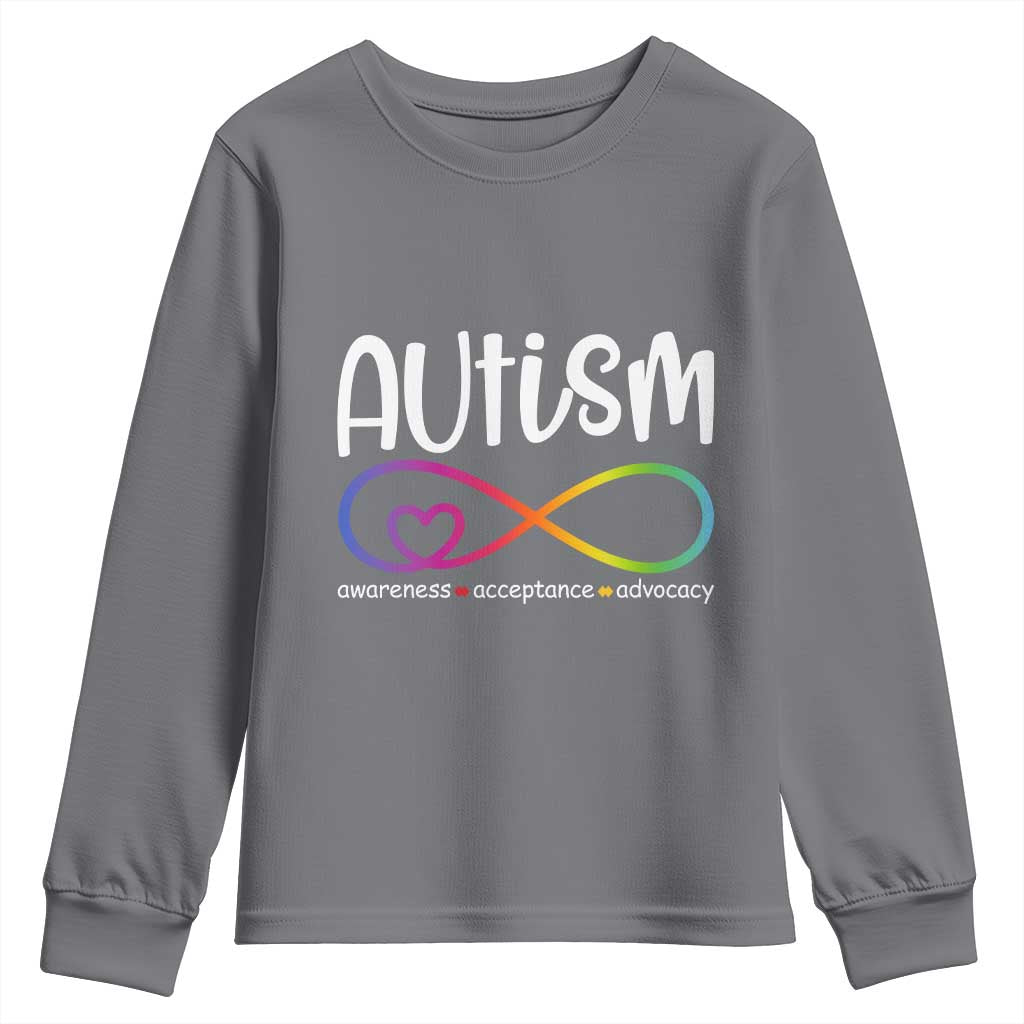 Autism Acceptance Youth Sweatshirt Neurodivergent Support Infinity Symbol