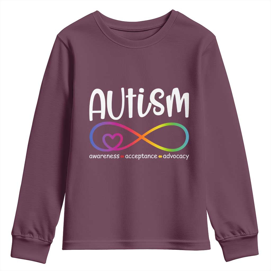 Autism Acceptance Youth Sweatshirt Neurodivergent Support Infinity Symbol