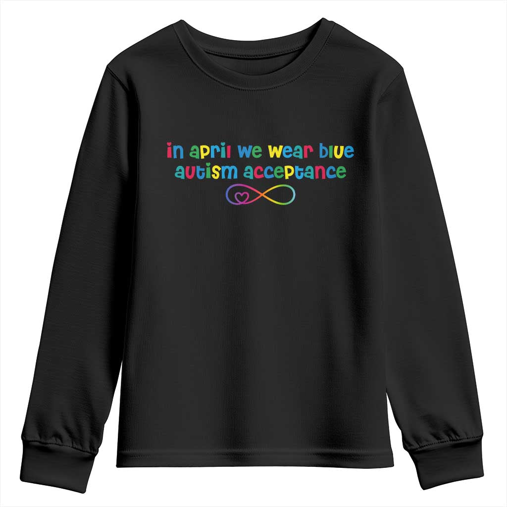 Autism Acceptance Youth Sweatshirt Neurodivergent Support Infinity Heart Symbol
