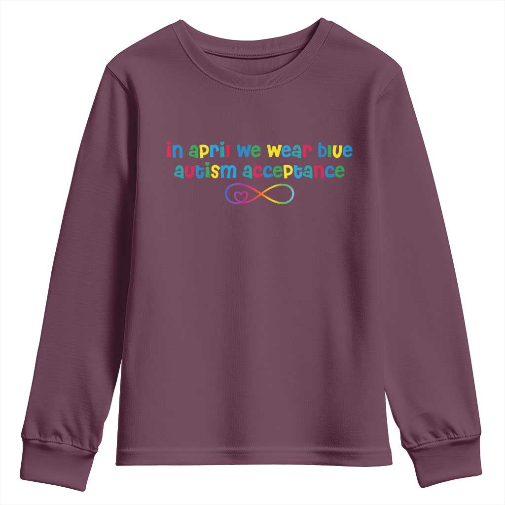 Autism Acceptance Youth Sweatshirt Neurodivergent Support Infinity Heart Symbol