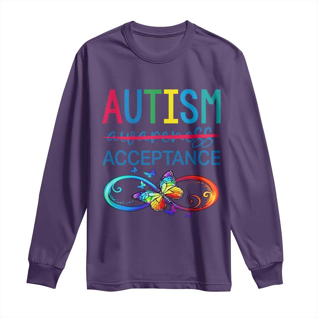 Autism Acceptance Long Sleeve Shirt Neurodivergent Support Infinity Butterfly Symbol