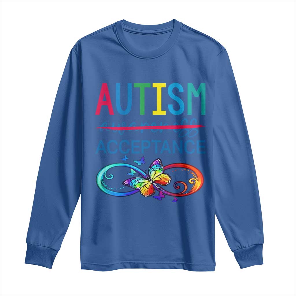 Autism Acceptance Long Sleeve Shirt Neurodivergent Support Infinity Butterfly Symbol