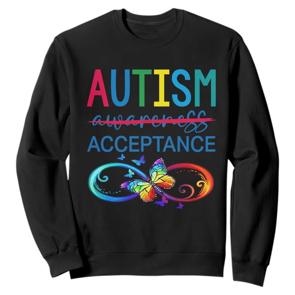Autism Acceptance Sweatshirt Neurodivergent Support Infinity Butterfly Symbol