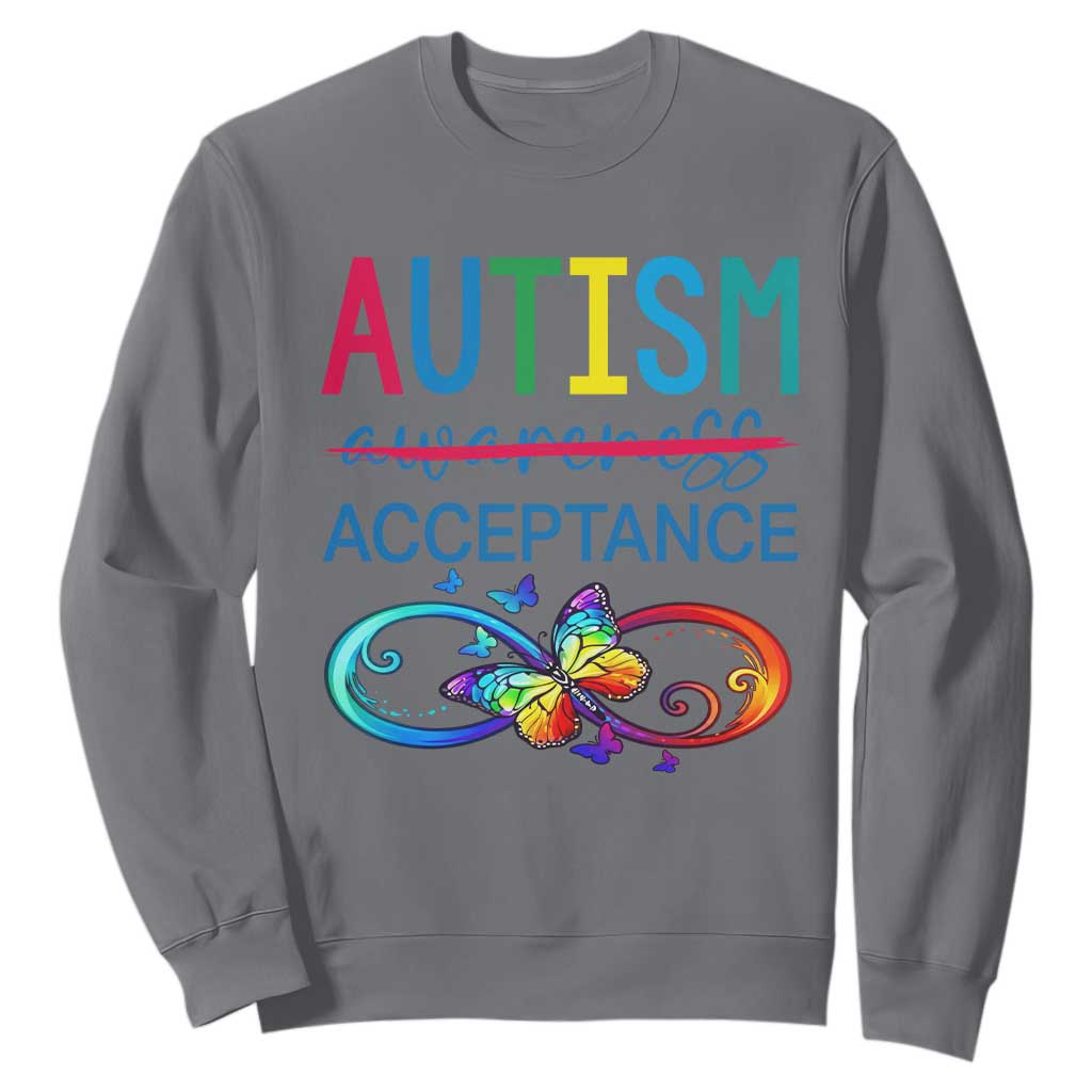 Autism Acceptance Sweatshirt Neurodivergent Support Infinity Butterfly Symbol