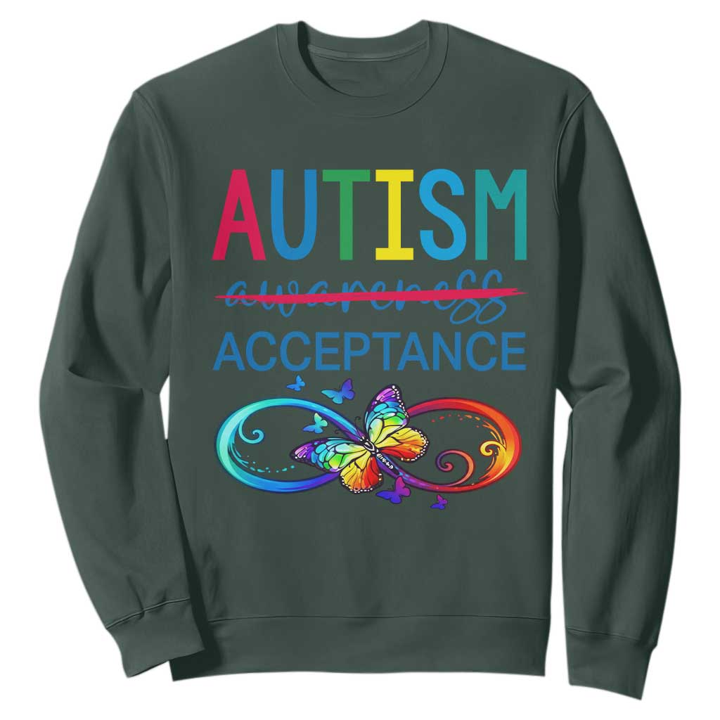 Autism Acceptance Sweatshirt Neurodivergent Support Infinity Butterfly Symbol