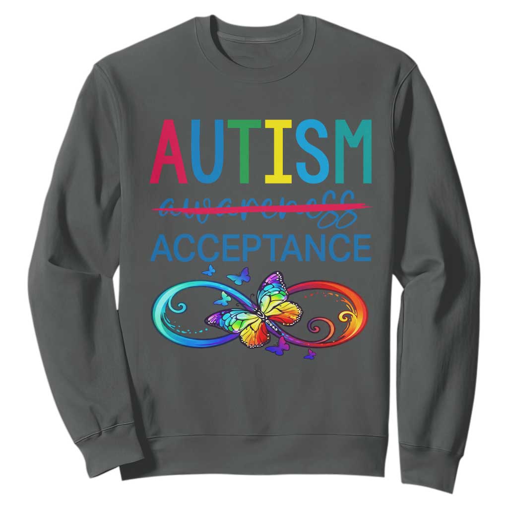 Autism Acceptance Sweatshirt Neurodivergent Support Infinity Butterfly Symbol