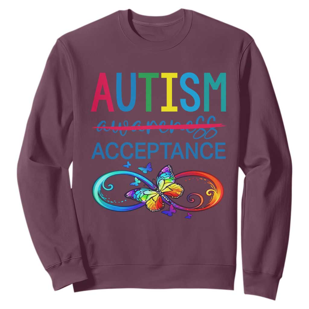 Autism Acceptance Sweatshirt Neurodivergent Support Infinity Butterfly Symbol