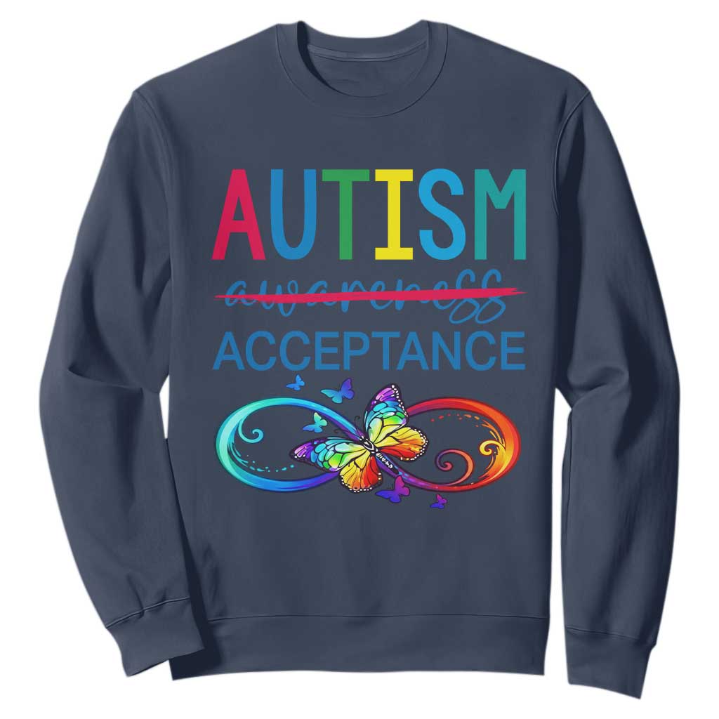 Autism Acceptance Sweatshirt Neurodivergent Support Infinity Butterfly Symbol