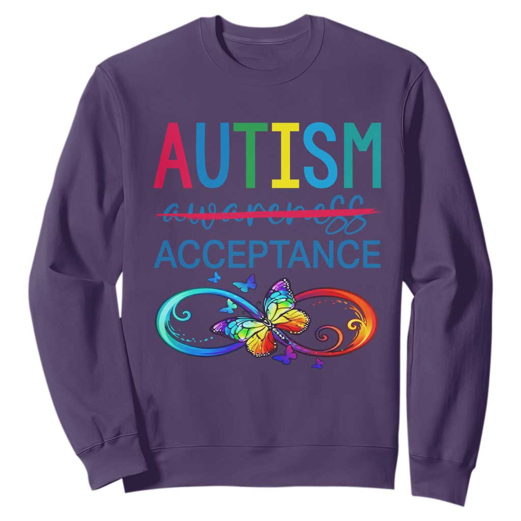 Autism Acceptance Sweatshirt Neurodivergent Support Infinity Butterfly Symbol