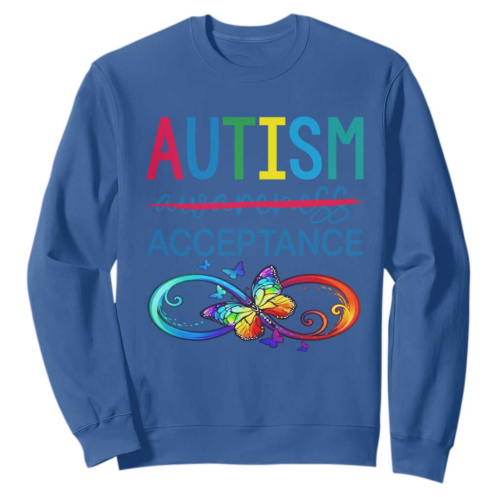 Autism Acceptance Sweatshirt Neurodivergent Support Infinity Butterfly Symbol