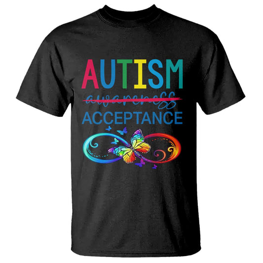 Autism Acceptance T Shirt Neurodivergent Support Infinity Butterfly Symbol