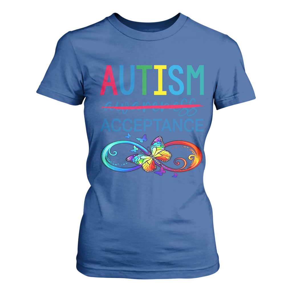 Autism Acceptance T Shirt For Women Neurodivergent Support Infinity Butterfly Symbol