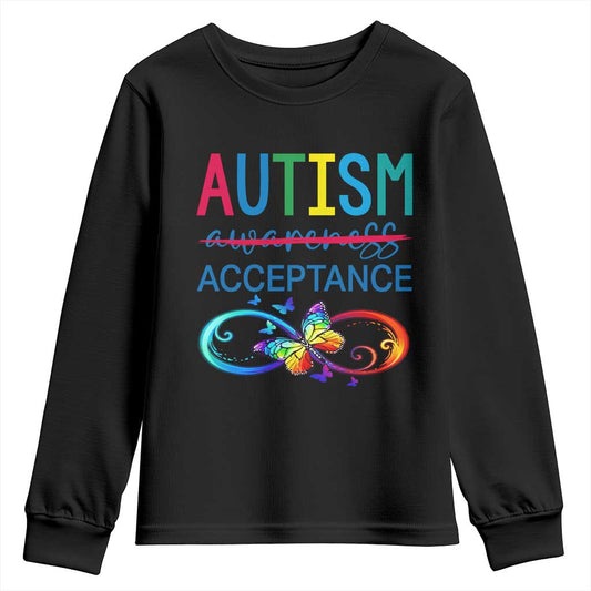 Autism Acceptance Youth Sweatshirt Neurodivergent Support Infinity Butterfly Symbol