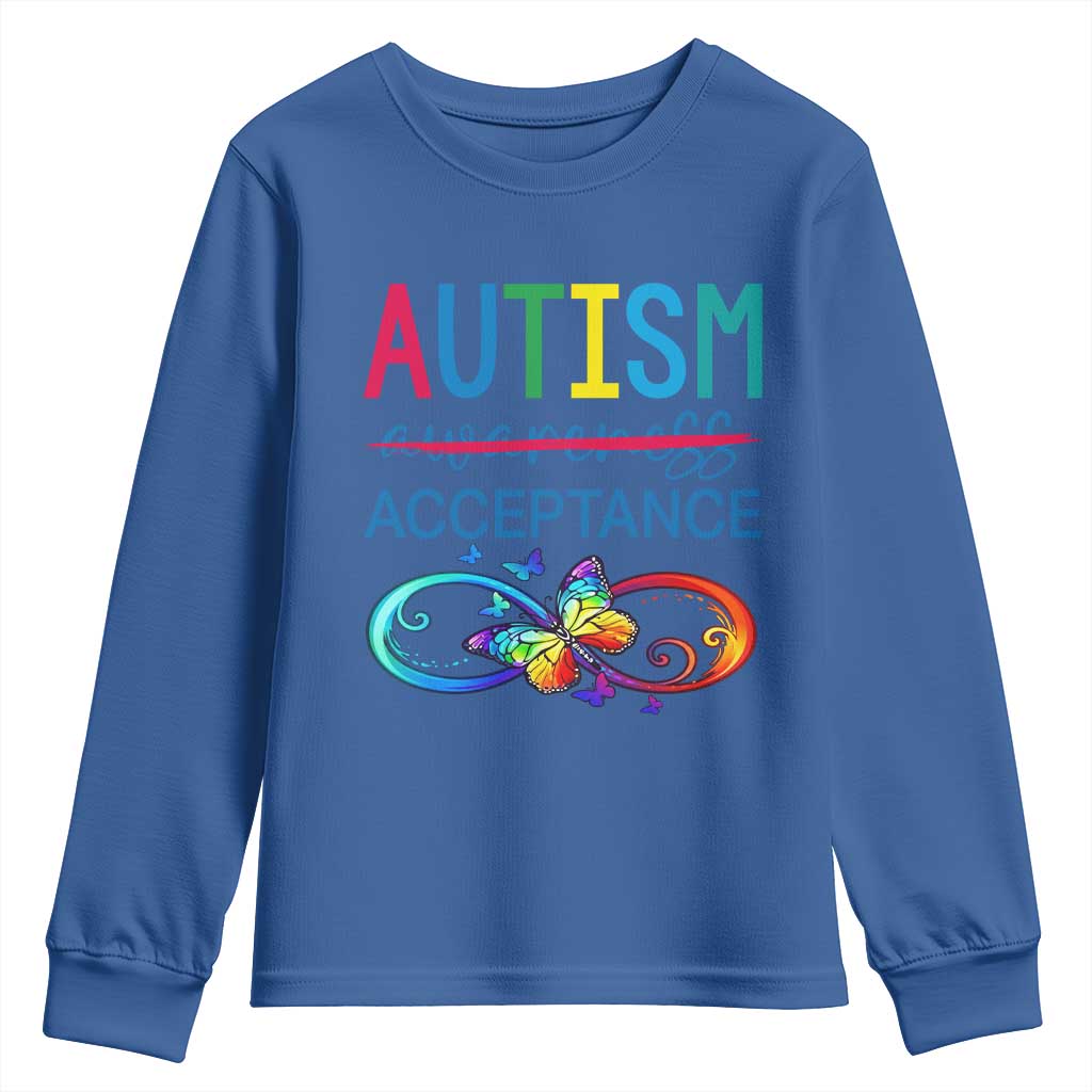Autism Acceptance Youth Sweatshirt Neurodivergent Support Infinity Butterfly Symbol