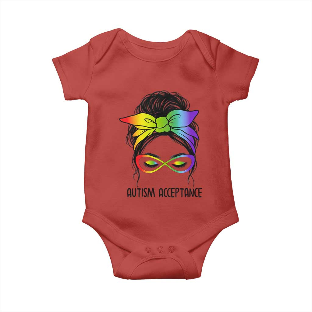 Autism Acceptance Baby Onesie Neurodiversity Awareness Messy Bun Women