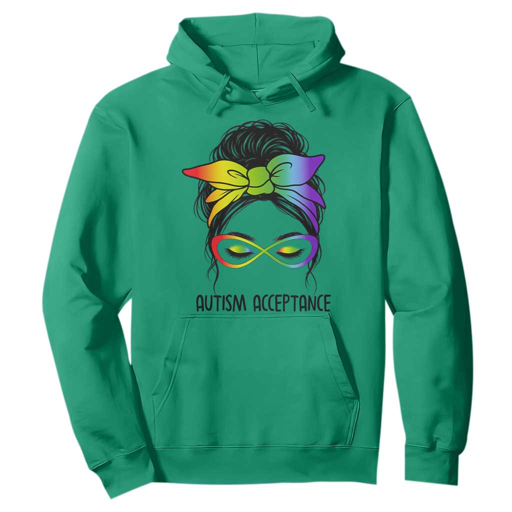 Autism Acceptance Hoodie Neurodiversity Awareness Messy Bun Women