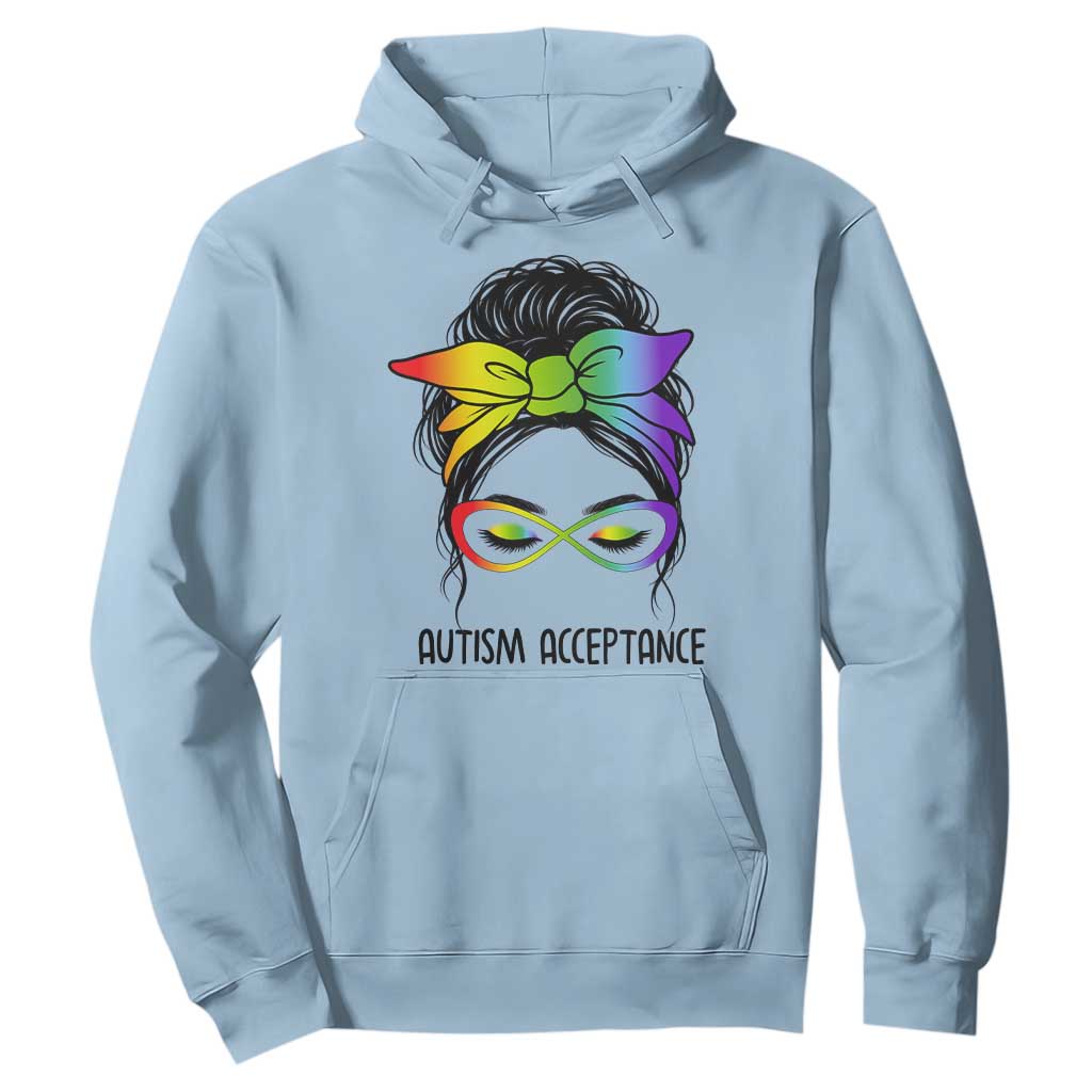 Autism Acceptance Hoodie Neurodiversity Awareness Messy Bun Women