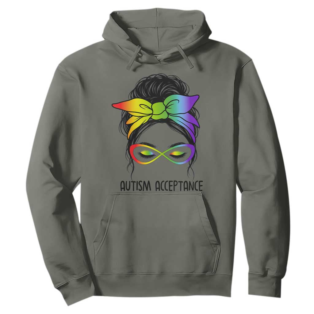 Autism Acceptance Hoodie Neurodiversity Awareness Messy Bun Women