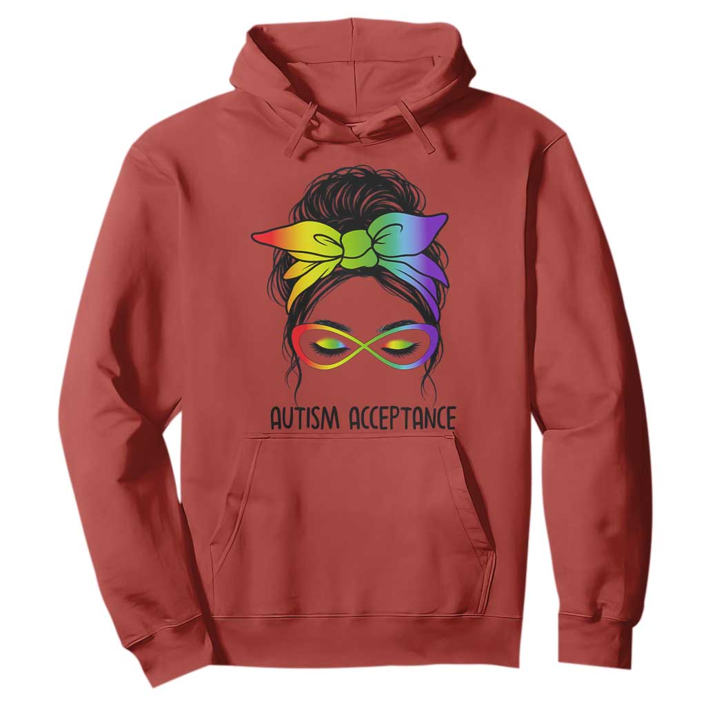 Autism Acceptance Hoodie Neurodiversity Awareness Messy Bun Women